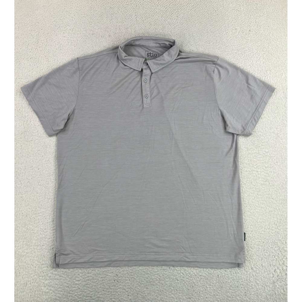 Stio Polo Shirt Mens XL Gray Wool Blend Lightweight Jersey Knit Performance